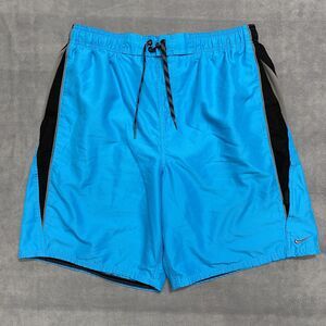 Mens Nike Volley Swim Trunk Aqua Blue Black Size Large Beach Lap 9” Inseam